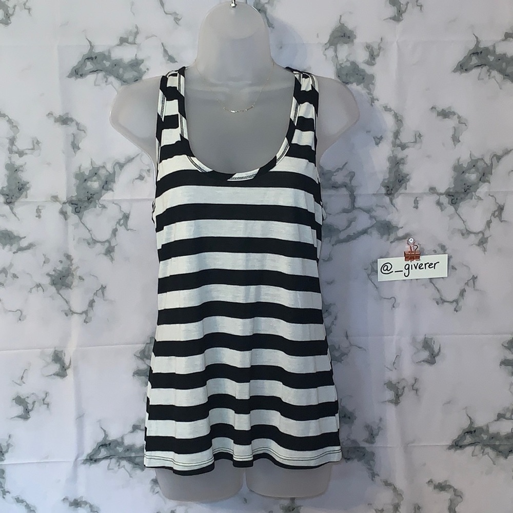 Large Black & White Stripped Tank Top